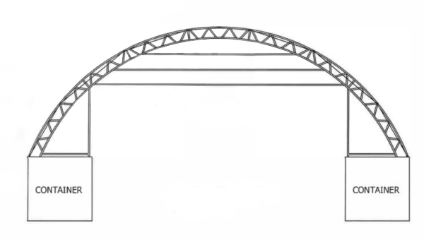 60x40ft (18x12m) Double Truss Industrial Grade Dome With 1/2 Front and Back Wall - Image 10