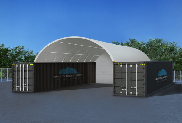 20x40ft (6x12m) Quicklock Commercial Grade Dome with Semi-permanent End Wall (GREY).