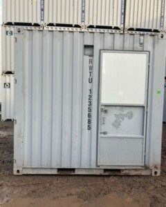 Melbourne - Sunshine Container Number: RWTU1235685 Container Quality: Premium 10ft Builders Combo. High Cube height. Ex hire container sold As Presented. Heavy Duty steel checker plate flooring, various inbuilt hooks and shelves for convenient tool and material storage. Fold up work station and plan board. Separate toilet with lockable door, chemical toilet and wash basin, uses built in water storage tank with used water/ sewerage captured in dedicated tank that can be pumped out. Toilet floor has grate for easy wash down and cleaning. Containers are wind and water tight, fitted with lock box on main doors, recessed vent pipe and comes with recessed box ready for you to install power connection where lights and power might be required. Price listed does not include delivery. Inspection by appointment only, please contact us to arrange.